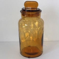 Antique Amber Pharmacy Drug Store Glass Apothecary Jar Bottle Marked 1000 8.5”H