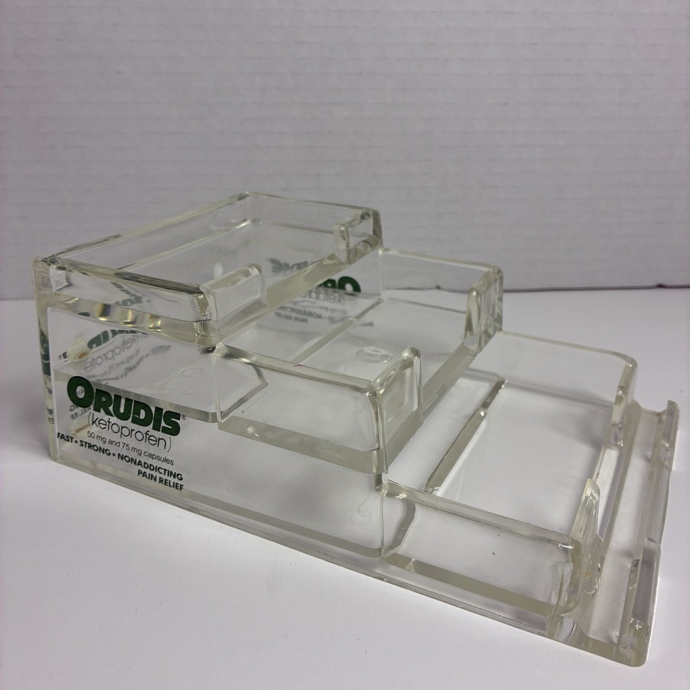 Pharmaceutical Promotional Clear Acrylic Desk Organizer-Orudis-7”3 Compartments