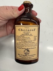 Upjohn Cheracol Codeine Bottle • Vintage Amber Apothecary Pharmacy Advertising