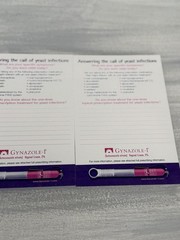 2004 Gynazole Yeast Pharmaceutical Drug Rep Notepad Sticky Notes Ad Drug Rep