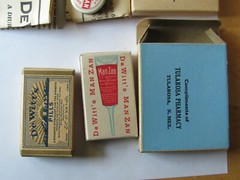 1950 2 SAMPLE BOX TULAROSA PHARMACY NEW MEXICO , E.C. DEWITTCO CHICAGO MAN-ZAN