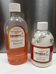 Set of LEXAPRO Antibacterial Hand Gel+Hand Lotion Pharmaceutical *USED* read