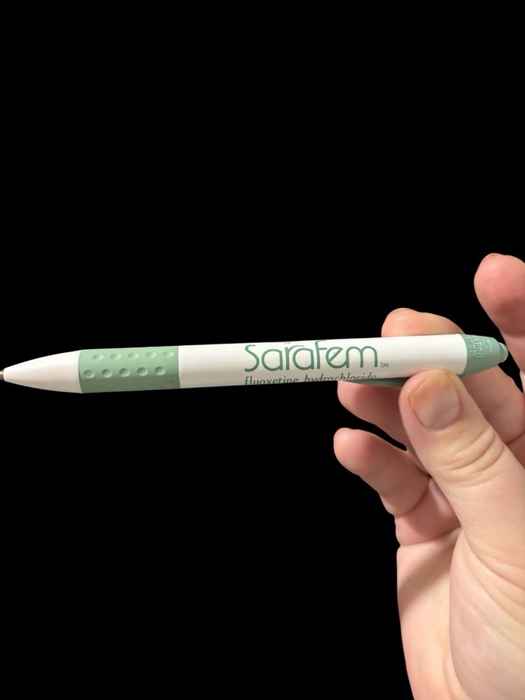 VTG Sarafem Fluoxetine HCl Pharma Rep Promo Pen Bic Black Ink Writes