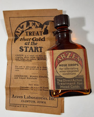 Vintage 1939 ARZEN NOSE DROPS Never-Used BOTTLE & BOX~Laboratories, CLINTON, IA.