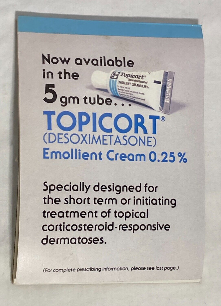 Vtg Topicort Rx Pharmacy Paper Notepad, 6 1/2″ L