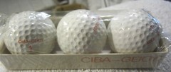 1 pack of 3 logo golf balls,New sealed,Pharmaceuticals Ciba Geigy Company Ad VTG
