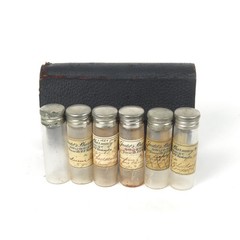 Antique Doctor Travel Medical Kit Apothecary Leather Case Empty Vials