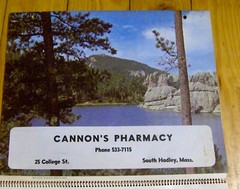 vintage CANNON’S PHARMACY 1970s ad calendar South Hadley Massachusetts medical