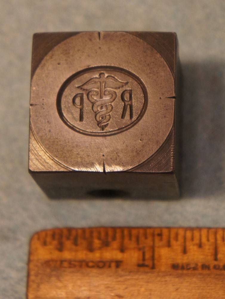 Vintage CADUCEUS RP Registered Pharmacist Pin STEEL STAMPING DIE CG412