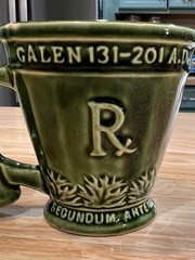Schering Coricidin RX Pharmaceutical Promo Coffee Mug Green Galen 131-201 A.D.