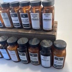 Vintage Apothecary Alchemy Glass Bottles Lot of 14 Pharmacy Chemist Lab Decor