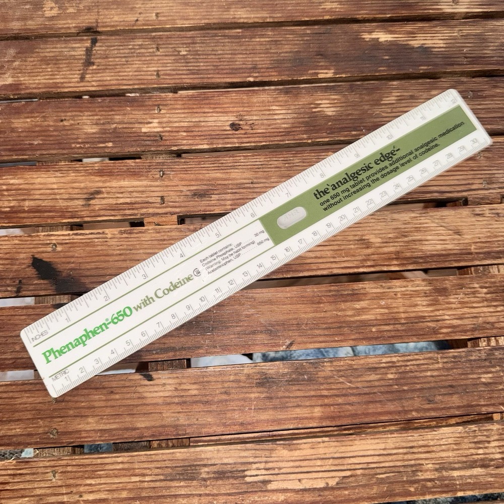 Vintage 1978 Phenaphen 650 w Codeine Drug Rep Ruler Pharmaceutical Medical Promo