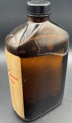 Vtg Amber Glass Apothecary Medicine Bottle Peppermint Water with Label