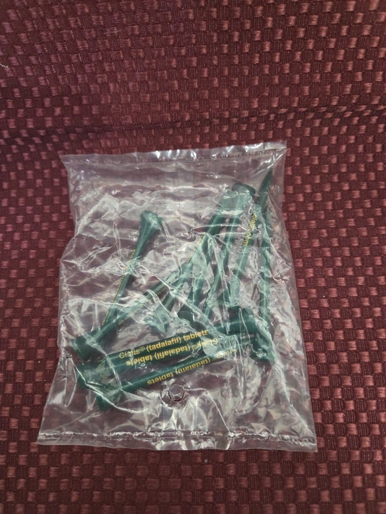 10 Vintage Drug Rep Promotional Golf Tees „Cialis“ Wooden New In Package
