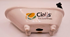 Vintage Pharmaceutical Advertising 6″x3″ Ceramic Bath Tub / Soap Dish One Owner