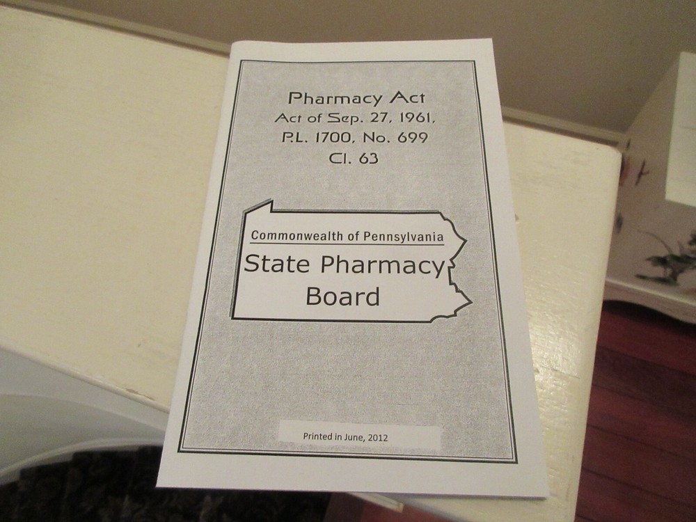 Commonwealth Of Pennsylvania State Pharmacy Board Printed in June 2021