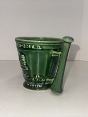 Vintage McCoy Schering Coricidin Pharmacy RX Green Ceramic Apothecary Mortar Mug