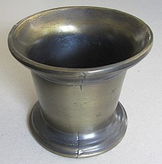VINTAGE APOTHECARY BRASS PLATED MORTAR & PESTLE~3 7/8″ TALL~4.5″ TOP~4″ BASE