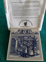 BLUE DELFT HOLLAND HANDMADE PHARMACY HISTORY CERAMIC TILE 1992 ORIGINAL BOX 6X6