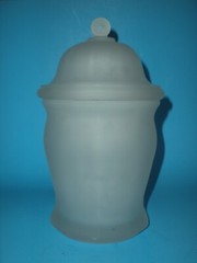10″ vtg Apothecary Canister Jar with Ball Dome Lid Very Heavy & Thick glass