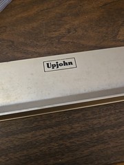 Vintage Pharmacy Apothecary Pharmacist Drug Upjohn Name Plate Desk Holder 1970s?