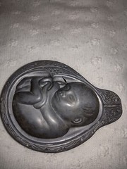 Parke-Davis TABRON 1950s Vintage Pharmaceutical Pewter Fetus Paperweight VGC 2#