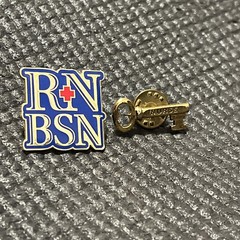 RN BSN Nurse Lapel Pin lot of 2 Gold tone Key P64
