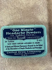Rexall One Minute Headache Powder Rexall Drug Advertising Medicine Tin