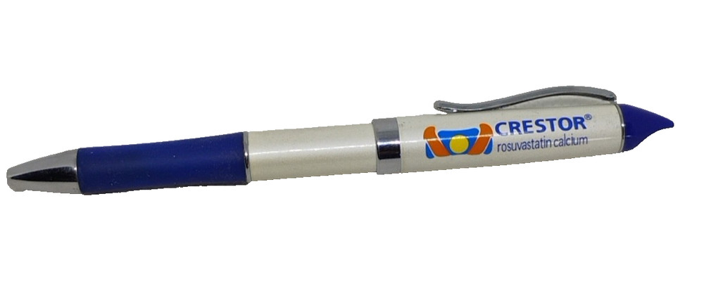 Vintage Pharmaceutical Drug Rep Pen CRESTOR Advertising Heavy Metal Twist Works