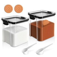Airtight Brown Sugar Container 800ml/27OZ (2-Pack) Clear Storage Jars with 2 …