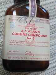 100 Tablet Vintage A.S.A CODIENE Empty Bottle Dispensing 1960s Narcotic Lilly