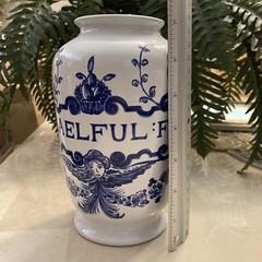Vintage LILLY Drug Blue White Ceramic Pharmacy Apothecary Jar Vase U:CAELFUL:FO
