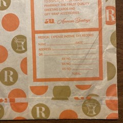 Vtg 1969-1970s Marble Pharmacy Paper Bag New Hartford Connecticut CT Advertising