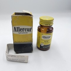 Vintage 1950’s Allercur hydrochloride Medicine Bottle Collectible Empty