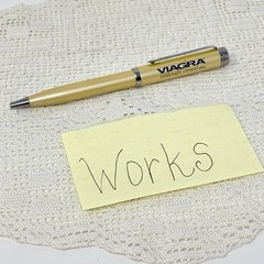 Vintage Viagra Pharmaceutical Drug Rep Ink Pen Writes Black Heavy Golden Yellow