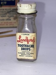 Nowland’s Langford Toothache Kit Vtg Box Bottle Cotton Pellets