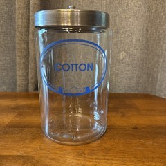 3 GRAFCO Glass Sundry Jars Medical Apothecary Doctor Bandage Cotton Tongue BLUE