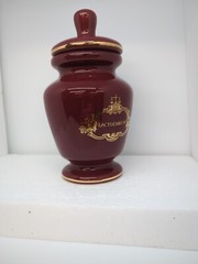 Vintage Burgundy Apothecary Jar with Lid Lactucarium w/ Scales in Gold Pharmacy