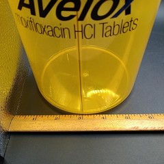 Medicine Advertisement Multi-purpose Vanity Canister 9″X6″ Yellow Plastic Vtg