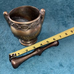 Vtg Heavy Brass Schering 5” Mortar & Pestle Coricidin Pharmacy Fraternities #OO