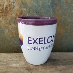 EXELON PATCH Coffee Cup Mug Pharmaceutical Promo Advertising White Purple 16oz