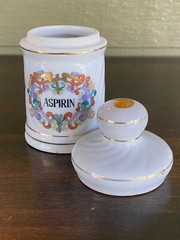 VTG Asprin Porcelain Ceramic Canister w/ Lid Bathroom Decor Antique Apothecary
