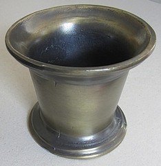 VINTAGE APOTHECARY BRASS PLATED MORTAR & PESTLE~3 7/8″ TALL~4.5″ TOP~4″ BASE