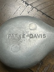 2 Parke-Davis TABRON 1950s Vintage Pharmaceutical Pewter Fetus Paperweight VGC