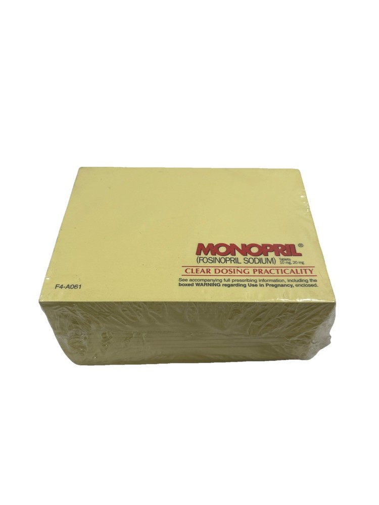 3M Post-It Bristol-Meyers Pharmaceutical Drug Rep MONOPRIL 20 Pads New & Sealed!