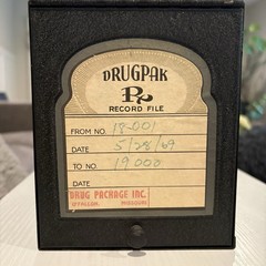 Vintage Drugpak RECORD FILE metal apothecary Pharmacy Drug Box 1969 Antique