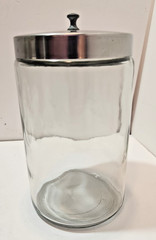 Vtg Profex Apothecary Medical Glass Jar Canister with Stainless Steel Lid 8×5″
