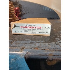 Vintage CARGENTOS Box 3 vials 20 tablets HK Mulford Silver Nitrate