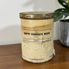 Vintage Merck 1 lb Sodium Perborate of Soda Container Apothecary Display