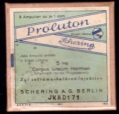 ANTIQUE medical pharmaceutical „PROLUTON-SHERING-BERLIN“-unopened box w.3 amp.